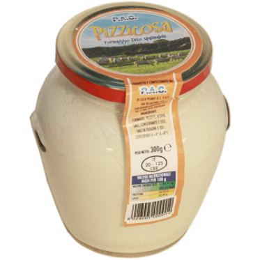 Crema di formaggi misti Pizzicosa vasetto di formaggio cremoso in primo piano